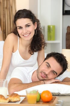 Couple enjoying healthy breakfast