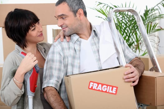 Couple moving into new home