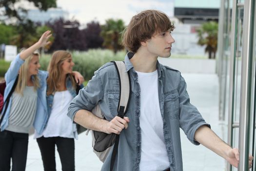 Teenagers going to school