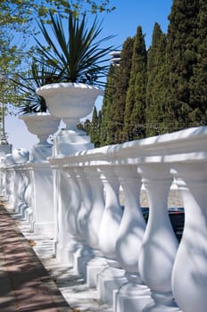 terrace overlooking the street with concrete balustrade