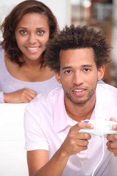 Couple playing video games