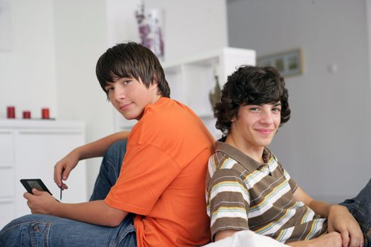 Teens with console