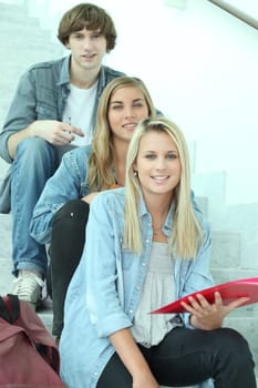 Students sitting on the steps