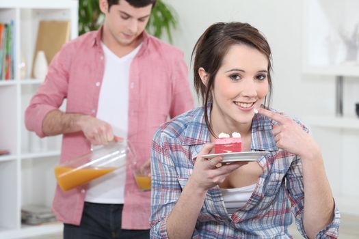 Girl eating cake