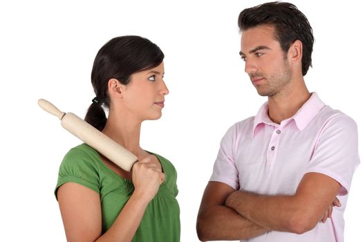 Woman holding rolling pin