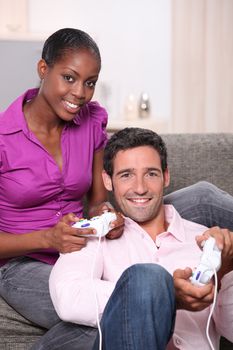 Couple playing video games