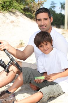 Father and son fishing