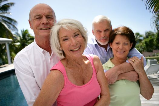 two senior couples on vacation