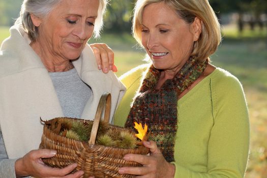 senior dames back from ramble through nature