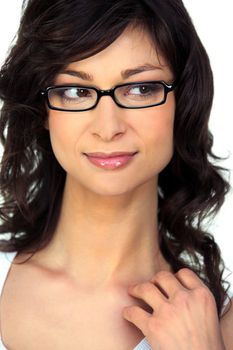 Portrait of a woman looking out of the corner of her eye