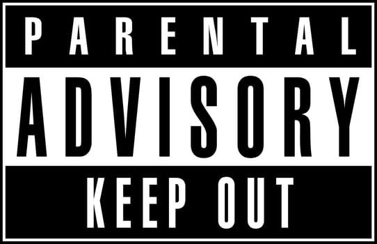 Parental advisory warning label black and white