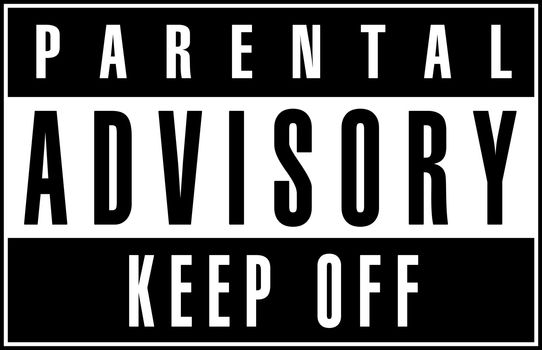 Parental advisory warning label black and white