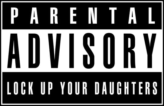 Parental advisory warning label black and white