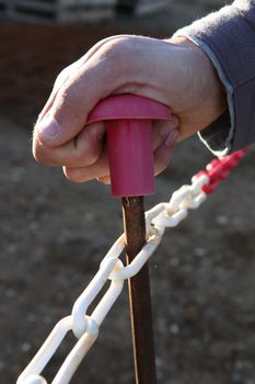 Post and chain safety barrier