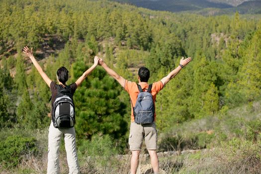 Hikers appreciating the view