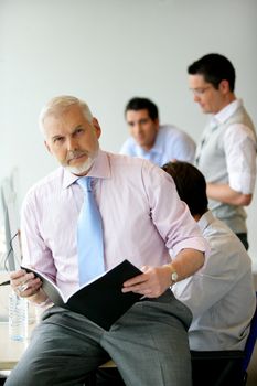 A businessman at a business meeting