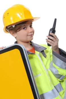 Child dressed up as a construction worker