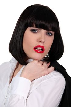 Concerned brunette