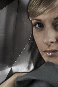 blonde woman with glossy lips