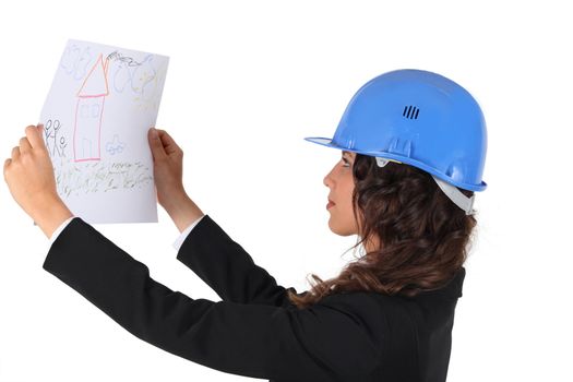 Female entrepreneur with kid draw