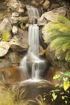 Beautiful Japanese Zen Garden Stream with Time-Lapse Slow Shutter.