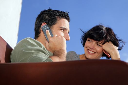 Couple making a special call