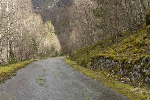 unused, run-down road in rural landscape - norway