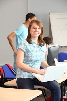 Portrait of a young woman at university