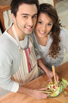 couple cooking in the kitchen