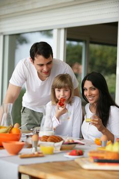 Family at breakfast