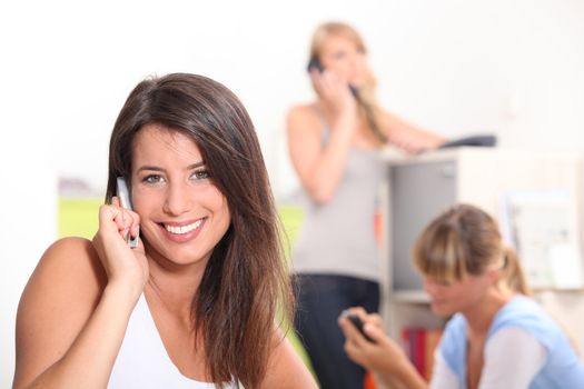Attractive woman talking on her mobile phone