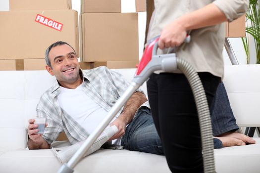 couple arranging their new apartment