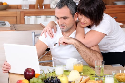 Couple having breakfast together