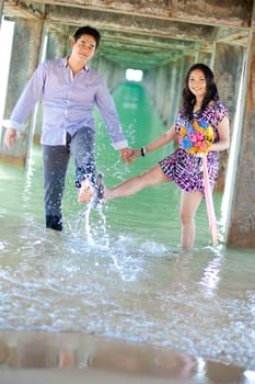 concept of happiness couples on the beach