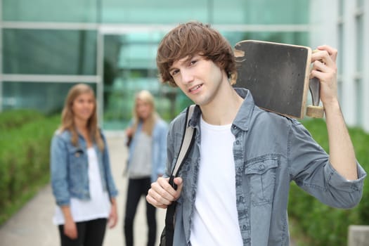 Teenager with skate-board