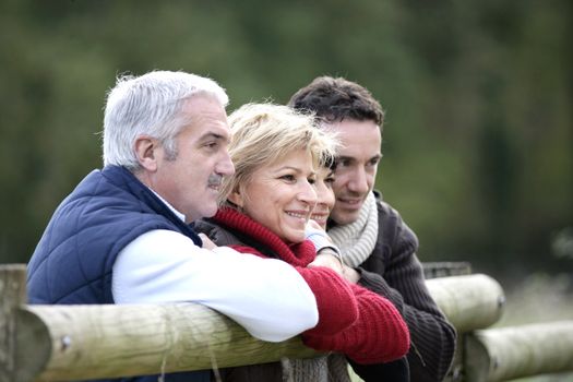 Family strolling outdoors together