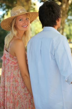 happy couple in the park