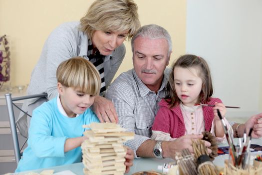 Grandparents spending time with their grandchildren