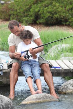 Father and son fishing