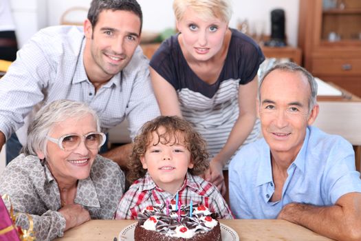 Family celebrating a birthday together