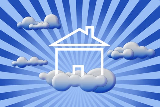 Conceptual image - House in clouds