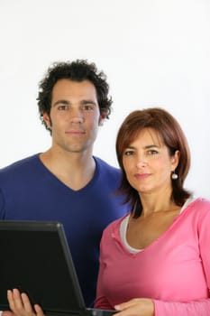 Couple with a laptop