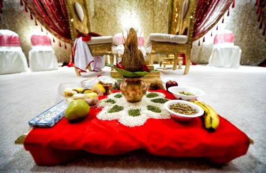 Image of set up for Indian wedding ceremony