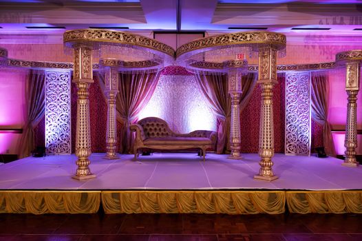 Image of a colorful Indian wedding mandap