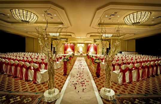 Image of a colorful Indian wedding mandap