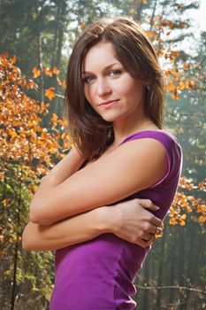 A young Czech woman in a little wood of Moravia.