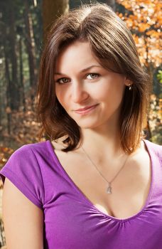 A young Czech woman in a little wood of Moravia.