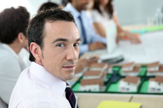 Architect sitting at a desk