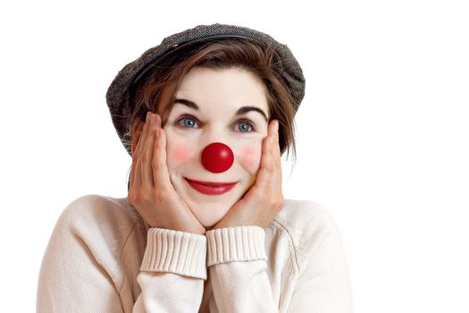 Woman in clown face in her magical world