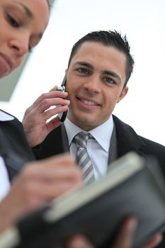 Businessman talking on his mobile phone